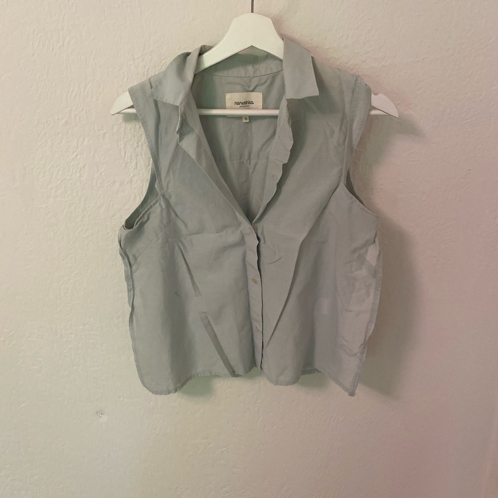 Nanushka tank blouse sage green